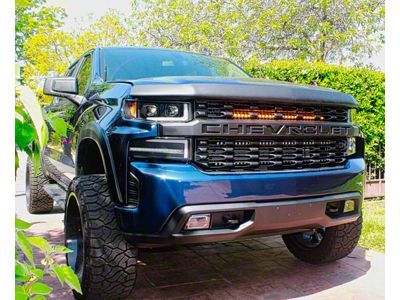 Single 30-Inch Amber LED Light Bar with Grille Mounting Brackets (19-21 Silverado 1500)