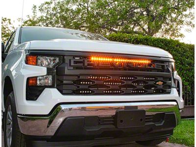 Single 30-Inch Amber LED Light Bar with Grille Mounting Brackets (22-25 Silverado 1500)