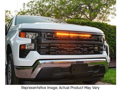 Single 30-Inch White LED Light Bar with Grille Mounting Brackets (22-24 Silverado 1500)