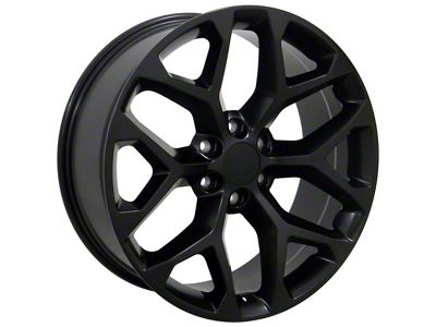 Snowflake Style Satin Black 6-Lug Wheel; 22x9; 24mm Offset (19-22 Silverado 1500)