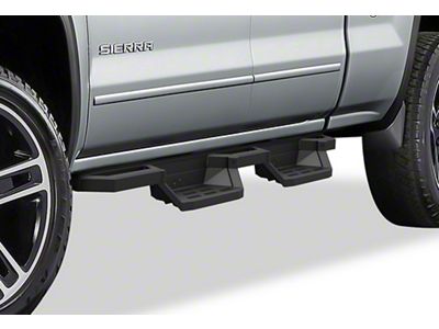 Square Tube Drop Style Nerf Side Step Bars; Matte Black (07-18 Silverado 1500 Extended/Double Cab)