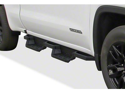 Square Tube Drop Style Nerf Side Step Bars; Matte Black (19-25 Silverado 1500 Double Cab)