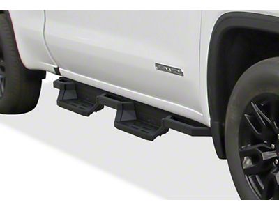 Square Tube Drop Style Nerf Side Step Bars; Matte Black (19-24 Silverado 1500 Double Cab)