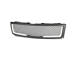Squared Mesh Style Upper Replacement Grille with L-Pattern LED Light Bar; Black (07-13 Silverado 1500)