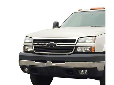 Stainless Steel Billet Upper Grille Overlay; Black (2006 Silverado 1500)