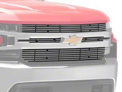 Stainless Steel Billet Upper Grille Overlay; Black (19-21 Silverado 1500 LT, LT Trail Boss, RST)