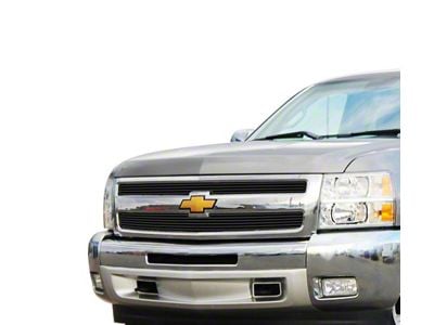 Stainless Steel Billet Upper Grille Overlay; Black (07-13 Silverado 1500)