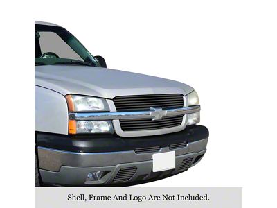 Stainless Steel Billet Upper and Lower Overlay Grilles; Black (03-05 Silverado 1500)