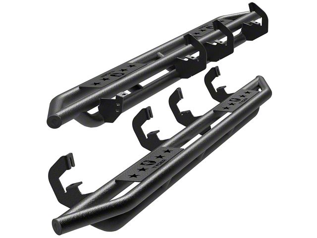 Star Armor Side Step Bars; Textured Black (07-18 Silverado 1500 Extended/Double Cab)