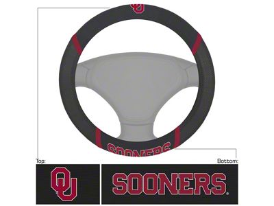 Steering Wheel Cover with University of Oklahoma Logo; Black (Universal; Some Adaptation May Be Required)