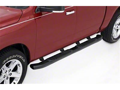 5-Inch Oval Bent Nerf Side Step Bars; Black (07-18 Silverado 1500 Extended/Double Cab)