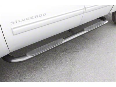 4-Inch Oval Bent Nerf Side Step Bars; Polished Stainless (99-13 Silverado 1500 Extended Cab)