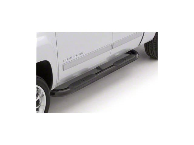 4-Inch Oval Bent Nerf Side Step Bars; Black (19-24 Silverado 1500 Crew Cab)