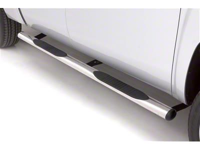 4-Inch Oval Straight Nerf Side Step Bars; Polished Stainless (07-18 Silverado 1500 Crew Cab)