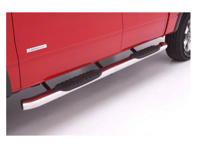 5-Inch Oval Curved Nerf Side Step Bars; Polished Stainless (07-18 Silverado 1500 Crew Cab)