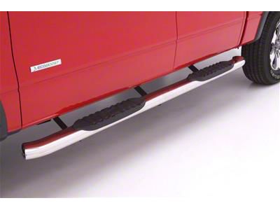 5-Inch Oval Curved Nerf Side Step Bars; Polished Stainless (99-18 Silverado 1500 Regular Cab)