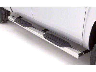 6-Inch Oval Straight Nerf Side Step Bars; Polished Stainless (19-24 Silverado 1500 Crew Cab)