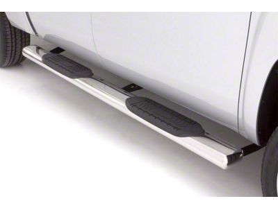 6-Inch Oval Straight Nerf Side Step Bars; Polished Stainless (99-13 Silverado 1500 Regular Cab)