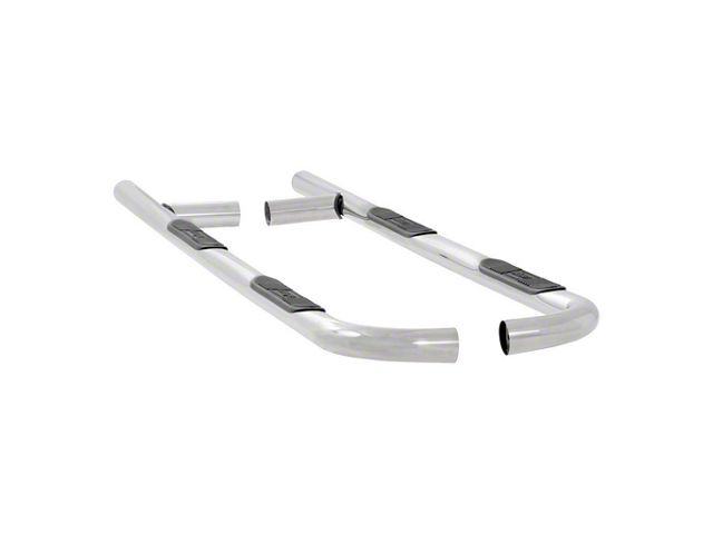 3-Inch Round Nerf Side Step Bars; Polished Stainless (04-13 Silverado 1500 Crew Cab w/ 5.80-Foot Short Box)
