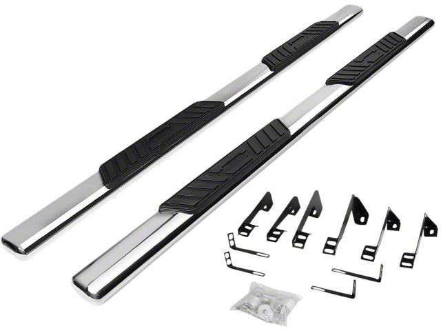 5-Inch Nerf Side Step Bars; Stainless Steel (04-14 Silverado 1500 Crew Cab)