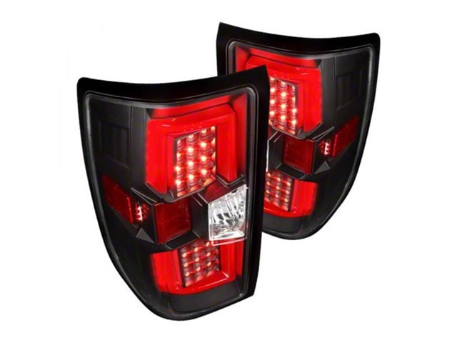 Red Bar LED Tail Lights; Black Housing; Clear Lens (14-17 Silverado 1500 w/ Factory Halogen Tail Lights)