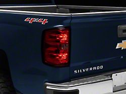 Tail Light; Chrome Housing; Red Lens; Driver Side (14-18 Silverado 1500 w/ Factory Halogen Tail Lights)