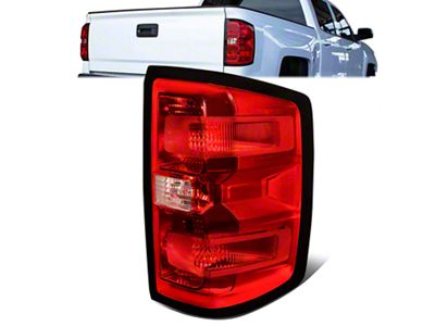 Tail Light; Chrome Housing; Red Lens; Passenger Side (14-18 Silverado 1500 w/ Factory Halogen Tail Lights)