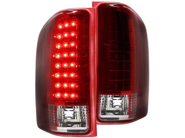 LED Tail Lights; Chrome Housing; Red Lens (07-13 Silverado 1500)