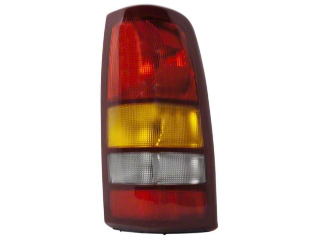 CAPA Replacement Tail Light; Chrome Housing; Red/Clear/Amber Lens; Passenger Side (99-02 Silverado 1500 Fleetside)
