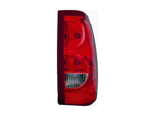 CAPA Replacement Tail Light; Chrome Housing; Red/Clear Lens; Passenger Side (2003 Silverado 1500 Fleetside)