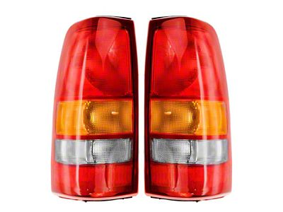 Tail Lights; Chrome Housing; Red Clear Lens (99-02 Silverado 1500 Fleetside)
