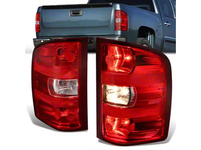 Tail Lights; Chrome Housing; Red Clear Lens (07-13 Silverado 1500)