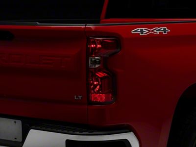 Tail Lights; Chrome Housing; Red Lens (19-24 Silverado 1500 w/ Factory Halogen Tail Lights)