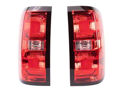 Tail Lights; Chrome Housing; Red Lens (14-18 Silverado 1500 w/ Factory Halogen Tail Lights)