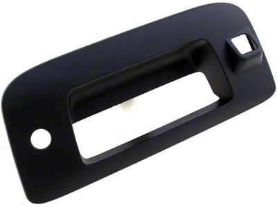 Tailgate Handle Bezel with Keyhole and Backup Camera Hole; Smooth Black (09-13 Silverado 1500)