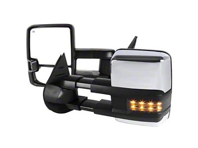 Powered Heated Manual Extendable Towing Mirrors with Smoked Turn Signals; Chrome (07-13 Silverado 1500)