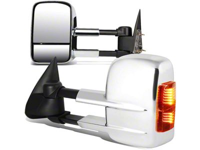 Towing Mirror; Manual; With Amber Signal; Chrome; Pair (99-06 Silverado 1500)