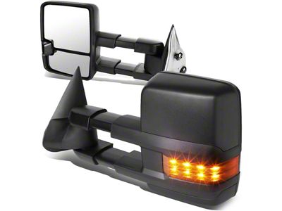 Towing Mirror; Manual; Amber Signal; Black; Pair (03-06 Silverado 1500)