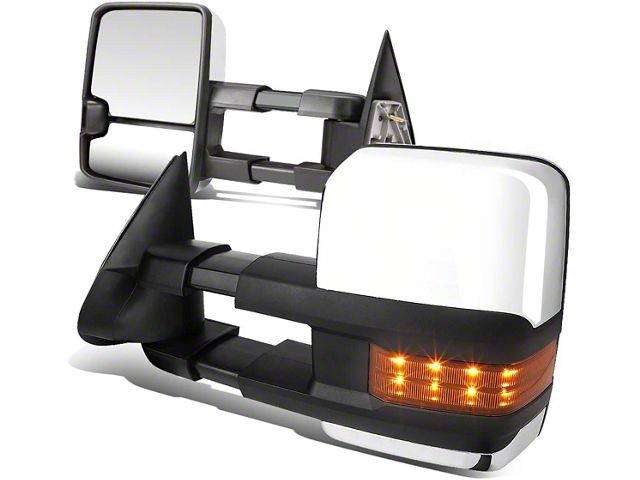 Towing Mirror; Manual; Amber Signal; Chrome; Pair (03-06 Silverado 1500)