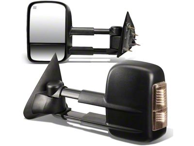 Towing Mirror; Powered; Heated; Smoked Signal; Black; Pair (14-17 Silverado 1500)