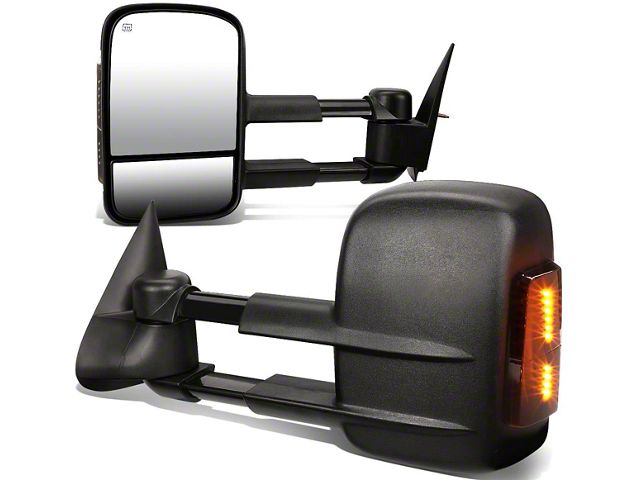 Towing Mirror; Powered; Heated; Smoked Signal; Black; Pair (99-02 Silverado 1500)