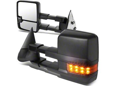 Manual Adjustment Towing Mirrors with Amber LED Turn Signals; Chrome (99-06 Silverado 1500)