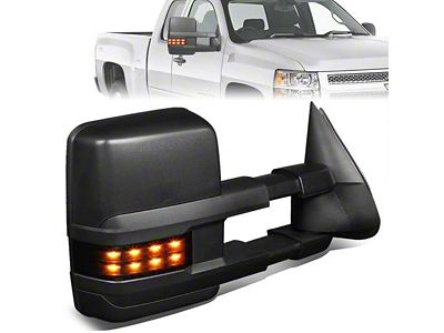 Towing Mirror; Right; Heated; With Smoke Signal; Black (99-02 Silverado 1500)