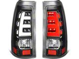 Tube LED Tail Lights; Black Housing; Clear Lens (99-02 Silverado 1500 Fleetside)