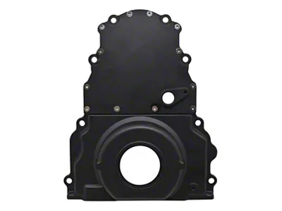 Two-Piece Timing Cover with Cam Sensor Hole; Black (07-13 V8 Silverado 1500)