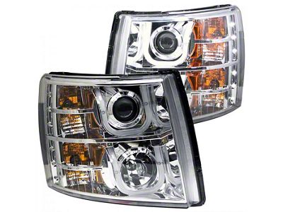 U-Bar Projector Headlights; Chrome Housing; Clear Lens (07-13 Silverado 1500)