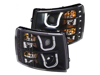 U-Bar Switchback Projector Headlights; Black Housing; Clear Lens (07-13 Silverado 1500)