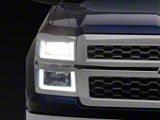 U-Shaped LED DRL Sequential Headlights with Clear Corners; Chrome Housing; Clear Lens (14-15 Silverado 1500)