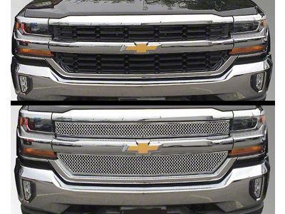 Upper Overlay Grille; Chrome (16-18 Silverado 1500 LS, LT)