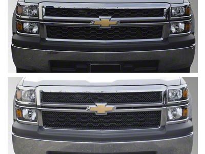 Chrome Delete Upper Overlay Grille; Gloss Black (14-15 Silverado 1500 LT, WT)